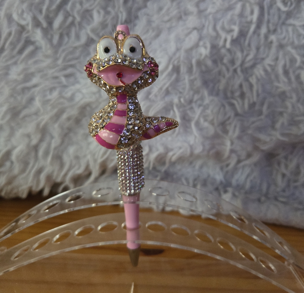 Handmade Pink Rhinetone Snake Pen